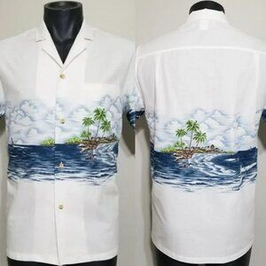 Vintage 70s Malihini Hawaii Hawaiian Shirt M Mens Button Up Surf Sail Aloha Camp